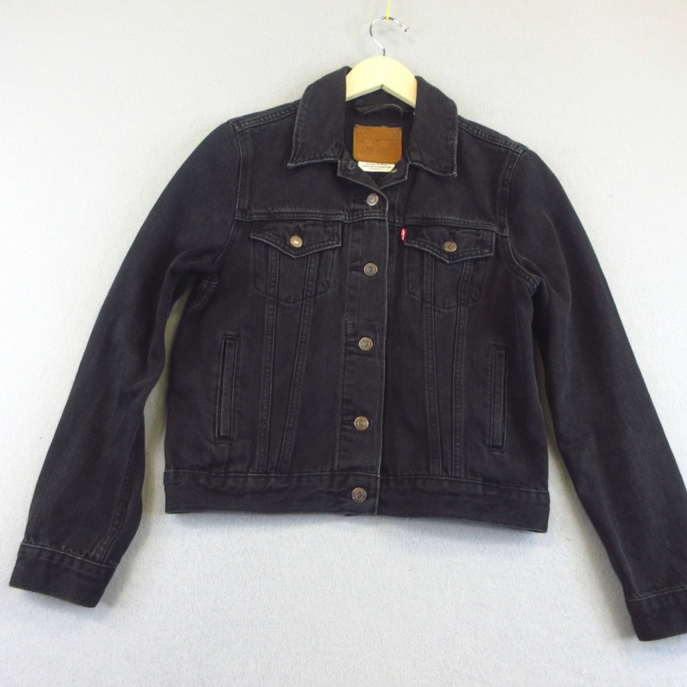 Levi's Premium Trucker Jacket Women Medium Black Denim Classic 100% Cotton 29945